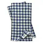 Linen & Cotton Juego de 4 Servilletas de Tela a Cuadros Estella - 100% Lino, Blanco Azul (32 x 32 cm) Suaves Lavable Rústico para Hogar Mesa de Centro de Madera Restaurante Picnic Verano Pascua País