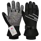 Winterhandschuhe,-30°F 3M Thinsulate Skihandschuhe Wasserdicht Warme Touchscreen Thermo Handschuhe,Winddicht Fahrradhandschuhe Herren Damen für Skifahren,Wandern,Radfahren,Motorradfahren-Schwarz-M