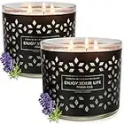 YMing 3 Wick Candles for Home Scented Soy Wax Jar Candles Gifts for Women Large Lavender Candle 14.5OZ 125 Hours Cade & Lavender