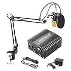 Neewer Kit di Microfono a Condensatore NW-800: Microfono Dorato, Alimentazione 48V Phantom, NW-35 Stand con Supporto Anti-vibrazione, Filtro Pop e Cavo XLR per Registrazioni a Casa in Studio