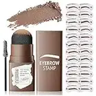 Eyebrow Stamp Stencil Kit - 1 Step Eye Brow Stencil Kit for Beginners, Brow Stencil and Stamp Kit Long-lasting, Smudge-Proof & Waterproof, 24 Reusable Eyebrow Shapes Stencils for Perfect Brow Shape (Medium Brown)