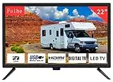 Feihe 22 Inch TV, 1080p LED Widescreen HDTV with Digital ATSC Tuners, 22 Inch Flat Screen TV with HDMI, VGA, RCA, USB for Kitchen, RV, Bedroom, Caravan, Black (ATSC-22)