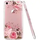 JIAXIUFEN iPhone 7 Funda, Funda de Silicona Suave Case Cover Protección Cáscara Soft Gel TPU Carcasa Funda para Apple iPhone 7/iPhone 8 - Flor Floral Diseño Rose Flower