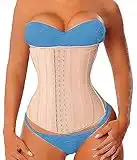 YIANNA Women's Latex Waist Trainer Long Torso Underbust Corsets Cincher Sport Girdle, Beige, Medium