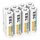 EBL 8 Pack AA Batteries Ni-MH Rechargeable Battery AA High Capacity 2800mAh, 8 Count Double A Batteries with Battery Case