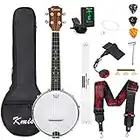 Kmise Banjolele Concert Banjo Ukulele 4 String 23 inch Banjos with Gig Bag Tuner Pickup Multifunctional Strap Strings Picks Bridge Ruler Wrench (MI2703-KUS)