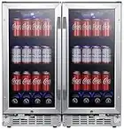 EdgeStar CBR902SGDUAL 30 Inch Wide 160 Can Built-In Side by Side Beverage Cooler with Blue LED Lighting