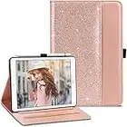 ULAK Coque iPad Mini 3 avec Porte Stylet Porte Cartes, Étui Housse iPad Mini 2 Protection en Cuir PU Folio Support, Veille/Réveil Automatique Coque pour iiPad Mini 1/2/3, Or Rose