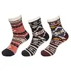 BambooMN Men's Cabin Double Layer Thick Soft Warm Fuzzy Comfy Home Socks, 3 Pairs Asst B, Extra Large