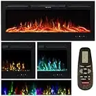 NETTA 40 Inch Electric Fireplace Inset Recessed, 102cm Wall Mountable Heater with Remote Control, 2 Heat Power Settings, Adjustable Temperature, Hourly and Weekly Timer