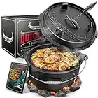 BBQ Dutch Oven - Das Original - Dutch Oven Set [9L] – Eingebrannter Feuertopf aus Gusseisen mit Füßen & Deckel – Ausgezeichnet von Vergleich.org – inkl. Deckelheber - mit e-Book