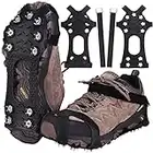 JOOLESER Ramponi,Ice Tacchetti Trazione Antiscivolo su Scarpe/Stivali 11 Borchie Neve Ghiaccio Ramponi Tacchetti Spikes (Schwarz) (Black-XL, 1)