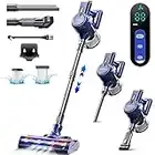 Voweek Cordless Vacuum Cleaner, 6 in 1 Lightweight Stick Vacuum with 3 Power Modes, LED Display, Powerful Vacuum Cleaner Up to 45min Runtime for Hardwood Floor Pet Hair Home Car