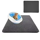 TUANTALL Alfombra Gato Arena Alfombrilla Arenero Gato Bandeja de Arena para Gatos Tapete de Doble Capa para Gatos Gato Alfombra Limpia Black,55 * 75cm