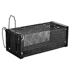 1 Door Humane Live Animal Cage Trap, Metal Mesh Material Mouse Traps for Rat, Mouse, Hamster, Gopher, Chipmunk, Weasel and Other Small Mouse (Black)