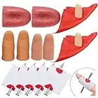 Joke Prank Set, Three Kinds of Magic Master Props Set, Including 2 Realistic Fake Tongue, 5 Fake Nails with Fingers, 6 Magician Fingers Kits Disappear Red Cloth Props