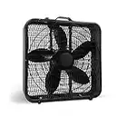 Comfort Zone CZ200ABK 20" 3-Speed Box Fan with Carry Handle for Full-Force Air Circulation with Air Conditioner, Black