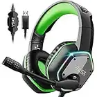 EKSA USB Gaming Headset for PC - Computer Headphones with Microphone/Mic Noise Cancelling, 7.1 Surround Sound Wired Headset & RGB Light - Gaming Headphones for PS4/PS5 Console Laptop