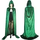 Feeziloe Halloween Hooded Cloak, Velvet Fancy Cape for Halloween Christmas Costume Grim Reaper Vampire Party, Devil Witch Wizard Cosplay(M-51”/130cm)