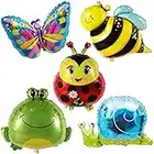 Babioms 5pcs Mariposas Globos, Insecto Selva Insecto Abeja Rana Mariposa Caracoles Animal Globos, para Decoración de Boda, Baby Shower, Fiesta Cumpleaños