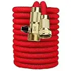 BINDAN Upgraded Best Expandable Garden Hoses, 25/50/75/100 FT No-Kink Flexible Water Hose, 3/4 Inch Solid Brass Fittings and Double Latex Core, Lightweight Easy Storage (50FT, Red)