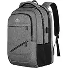 MATEIN Laptop Backpack, 17 Inch College Backpack for High School, Large Travel Backpack Water Resistant Laptop Bag Business Work with USB Charger Port, Anti Theft TSA Rucksack for Men Women, Grey