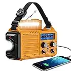 Emergency Radio with NOAA Weather Alert, Portable Solar Hand Crank AM FM Shortwave Radio for Survival, Rechargeable Battery Powered Radio,USB Charger,Flashlight,Reading Lamp,SOS Alarm for Home Outdoor