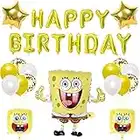 18pcs Spongebob Decorazioni per Feste a Tema, Wopin- Spongebob Squarepants Personaggio Palloncini Foil Banner di Compleanno e Palloncini in Lattice per Bambini Baby Shower Decorazioni per Feste