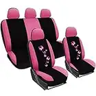 WOLTU AS7252 Fundas de Asiento Universales para Fundas de Asiento de Coche Fundas de Asiento Cubre Protección, Bordado de Mariposa, Negro-Rosa