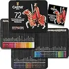 Castle Art Supplies 72 Watercolor Pencils Set | Vibrant Pigments for Blending, Drawing and Painting | For Adults, Hobbyists and Professionals I Protected and Organized in Presentation Tin Box