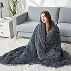 CYMULA Sherpa Weighted Blanket for Adults 15 lbs, Faux Fur Weighted Blanket, Shaggy Furry Weighted Blanket, Plush Weighted Throw Blanket for Twin Size Bed, Warm Winter Gift, 60x80 inches, Dark Grey