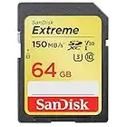 SanDisk Extreme 64GB SDXC Memory Card up to 150MB/s, Class 10, U3, V30