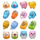 Cartoon Animal Pencil Sharpeners, Cute Two-Holes Plastic Pencil Sharpener, School Student Stationery Supplies (Set of 16)