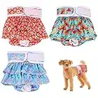 Reusable Dog Nappies,3 Pcs Female Pet Dog Cat Nappies,Super Absorbent Washable Dog Period Pants,Skirt Design Dog Season Pants Dog Diapers for Dogs in Heat,Period,Incontinence,3 Designs(S)