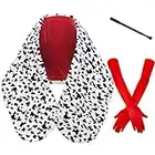 Miulruma Cruella Deville Costume Women Dalmation Shawl Faux Stole with 1920s Gloves and Holder Halloween Cosplay Party MA025BW