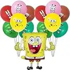 14Pcs Décorations de Ballons SpongeBob, Wopin Décorations de fête d'anniversaire ballons à l'héliumde Anniversaire Feuille Ballons pour Enfants Spongebob Décorations de Fête à Thème Cadeau de Fêtes