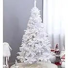 Uten Albero di Natale 150cm, Albero di Natale Artificiale Bianco con Luci in Filo di Rame da 12m(240luci), 450 Rami, Supporto In Metallo Staccabile, Adatto per Interni Esterni Decorazioni Natalizie