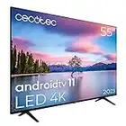 Cecotec Televisor LED 55" Smart TV A1 Series ALU10055. 4K UHD, Android 11, Diseño Frameless, MEMC, Dolby Vision y Dolby Atmos, HDR10, 2 Altavoces de 10W, Modelo 2023