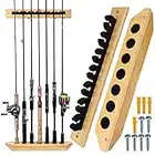 THKFISH Rutenständer Angelruten Angelrutenhalter für Garage Holz Angelstange Wand Rack Store 7 Angelrute Combos,1 Paar Vertikales