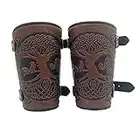 Viking World Tree Arm Guards Brassards En Cuir Brassards En Relief Bandage Renaissance Médiévale Brassards Viking Bras En Cuir Armure Bracelet Manchette Hommes Femmes Brassards Gauntlet (Marron)