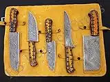 Custom Made Damascus Steel Kitchen Knives Set / Chef Knives Set 5-Pcs Set FBK-1078 (Multi Colored Wood)