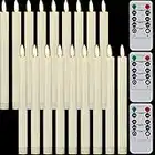 18 Pieces Flameless Taper Candles with Remote Timer Battery Operated LED Flickering Window Candles 3D Warm Light Electric Taper Candles for Home Wedding Decor Valentine's Day, 10 x 0.78 Inch (Ivory)