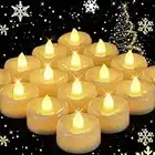Flameless Candles, 24 Pack LED Tea Lights Candles Battery Operated, Last 150+ Hrs Flickering Tea Lights, Flameless Tealight Candles for Halloween Diwali Fall Christmas Weddings Dia 1-1/2”x H 1-1/4”…