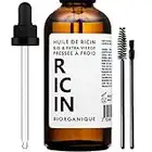 Huile de Ricin 100% Bio, Pure et Naturelle - 50 ml - Soin pour Cheveux, Cils, Ongles, Peau.