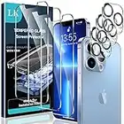 LK [3+3 Pack Protector de Pantalla Compatible con iPhone 13 Pro 6.1 Pulgada,3 Pack Cristal Templado y 3 Pack Protector de Lente de cámara, Doble protección, Kit de Instalación Incluido