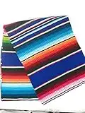 Large Authentic Mexican Blankets Serape Blankets 7' X 5' (Royal Blue) Zarape by Mexitems