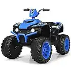 COSTWAY Kids Electric Quad Bike, 12V Battery Powered Ride on ATV with LED Light, Horn & Music, High/Low Speeds, Electric Mini Vehicle Toy Car for Boys Girls (Navy)