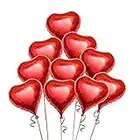 [10 Pack] ADAND Heart Shape Foil Balloons, 18" Mylar Balloons Rainbow Colorful Decoration for Birthday Party/Wedding/Engagement Party/Celebration/Holiday/Party Activities (Red)
