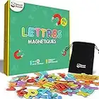 Lettres Magnétiques pour Enfants - 68 Lettres et Symboles- Aimants de Frigo en Mousse Douce et Épaisse pour Les Enfants, Jeux d'Alphabet Éducatifs pour Les Tout-Petits - avec Accents Français