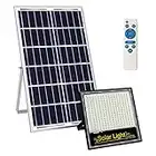 Kingwei 200W Solar Flutlicht mit Radarwarner,Wasserdicht Solarlampen für Außen mit Fernbedienung und Solarplatten,240 LEDs Dämmerung bis Morgengrauen LED Strahler Außen Weiß 6500K Außenlampe